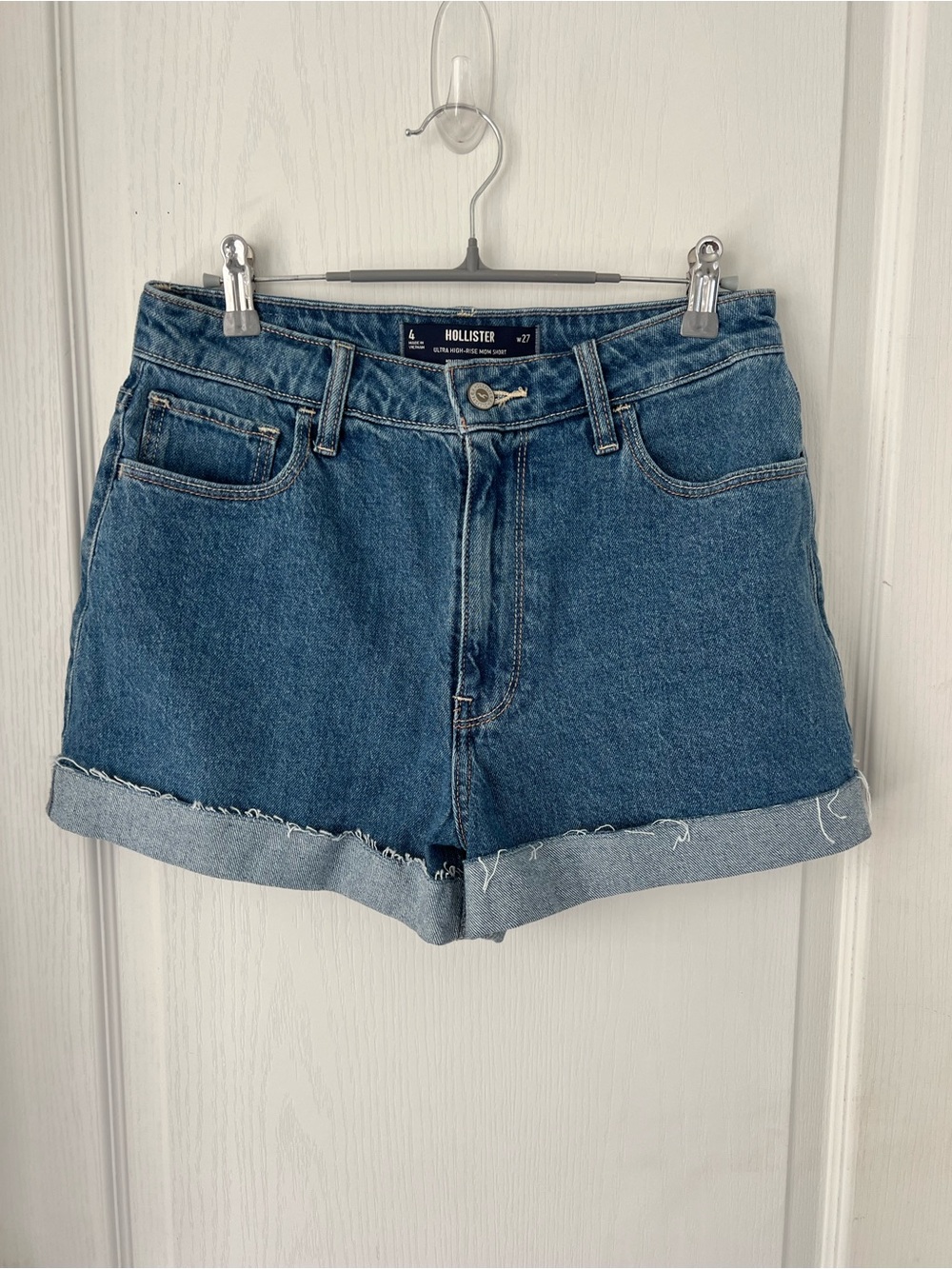 Hollister Cuffed Medium Blue Denim Jean Shorts